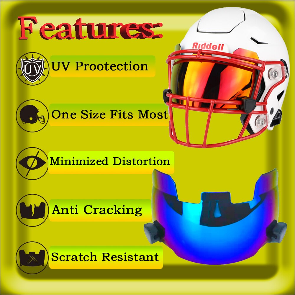 Universal Football Tinted Visor Football Helmet Visor Adult & Youth