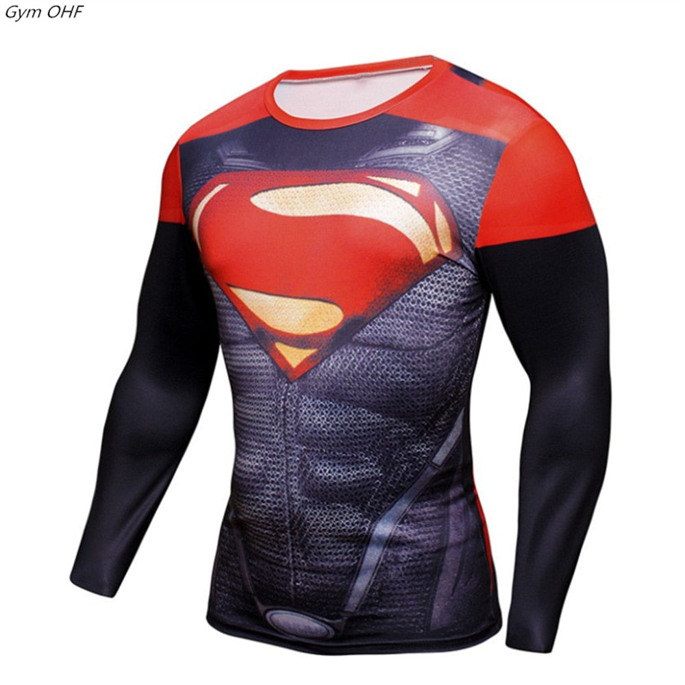 Men Fitness Compression Shirts Hero Tops -- Large