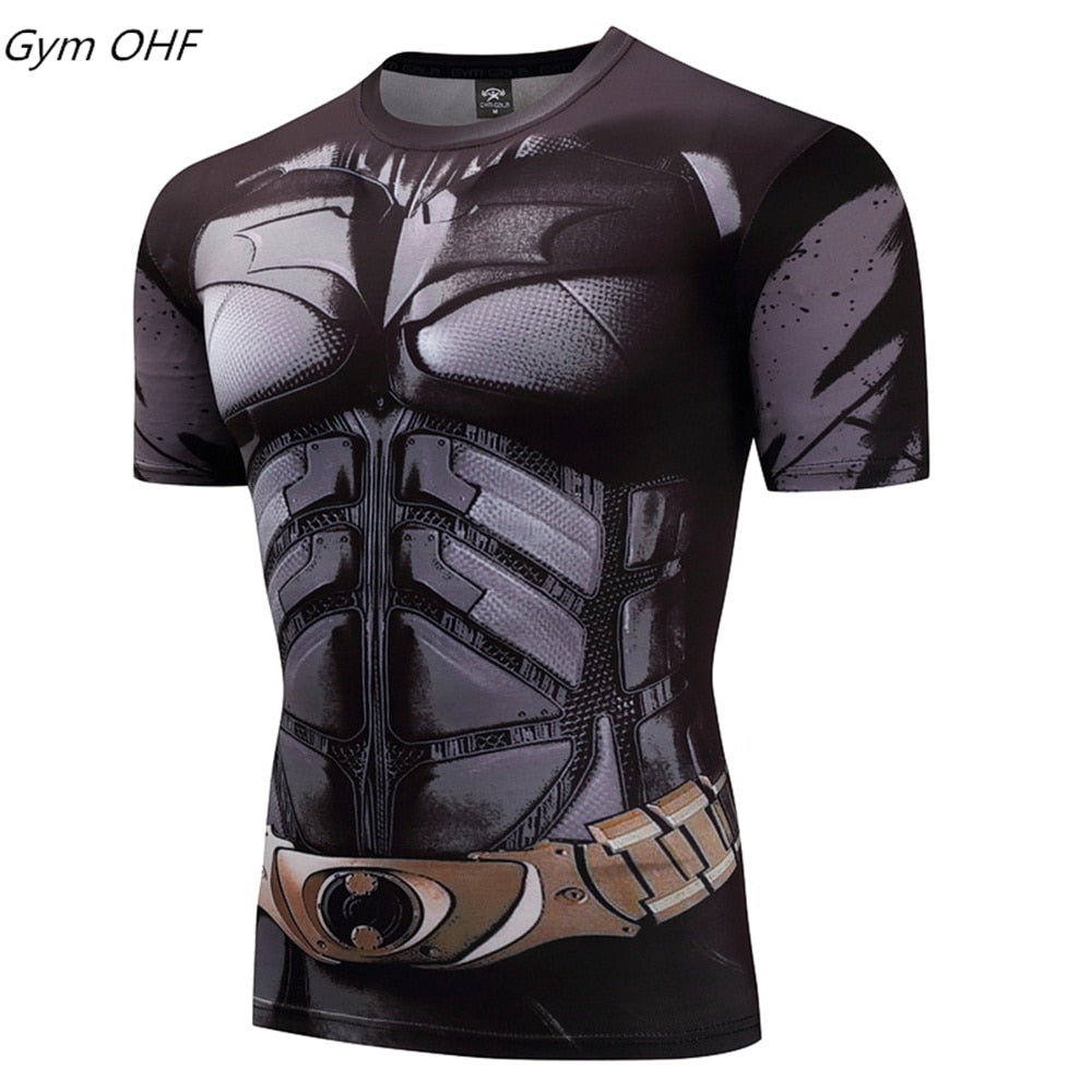 Men Fitness Compression Shirts Hero Tops -- Small