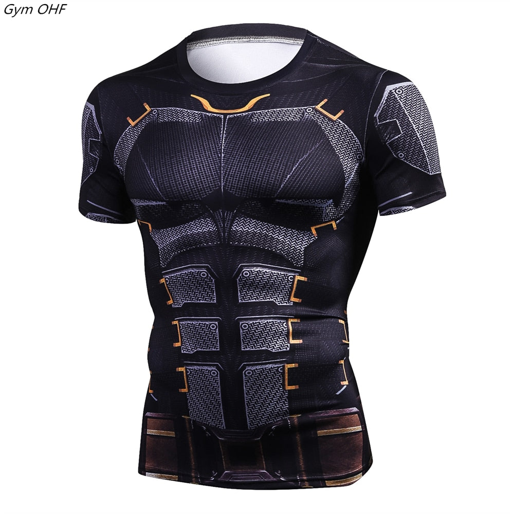 Men Fitness Compression Shirts Hero Tops -- Small