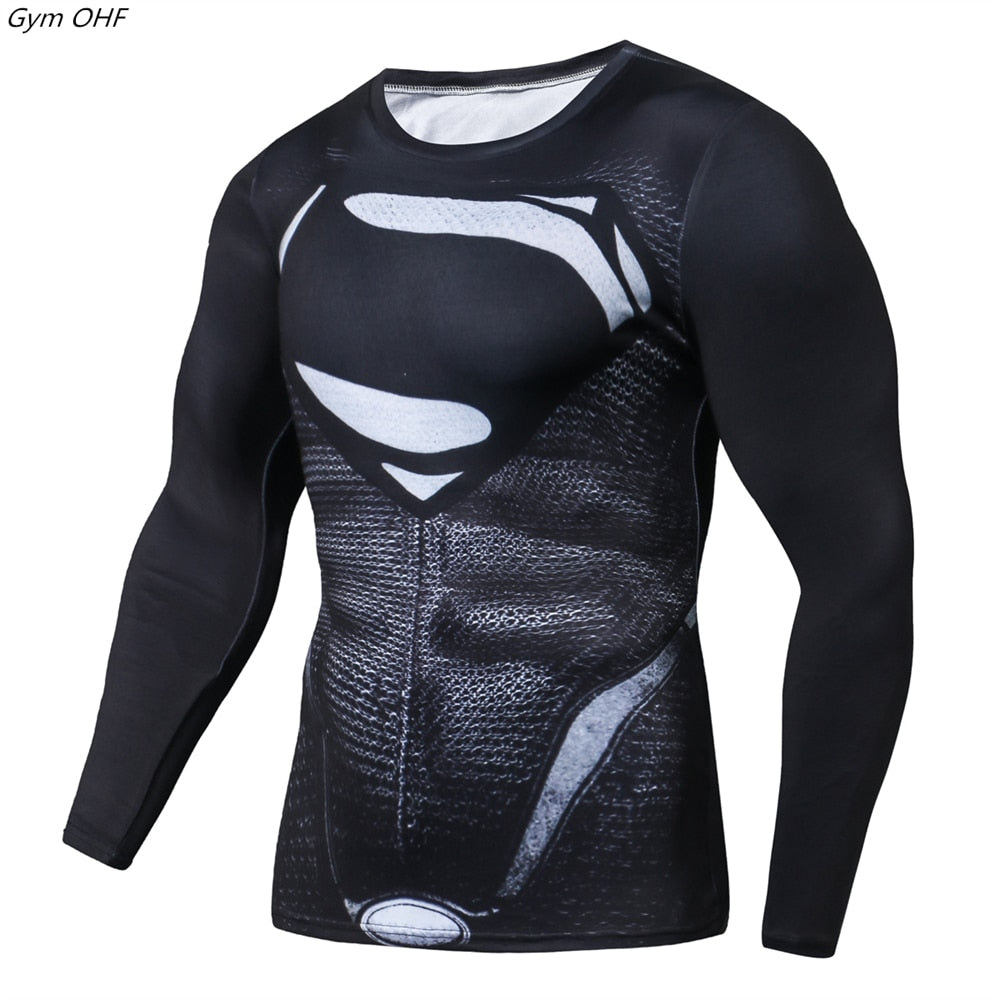 Men Fitness Compression Shirts Hero Tops -- Large