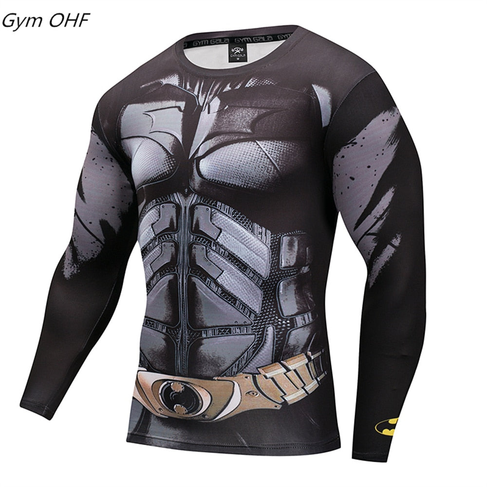 Men Fitness Compression Shirts Hero Tops -- Large