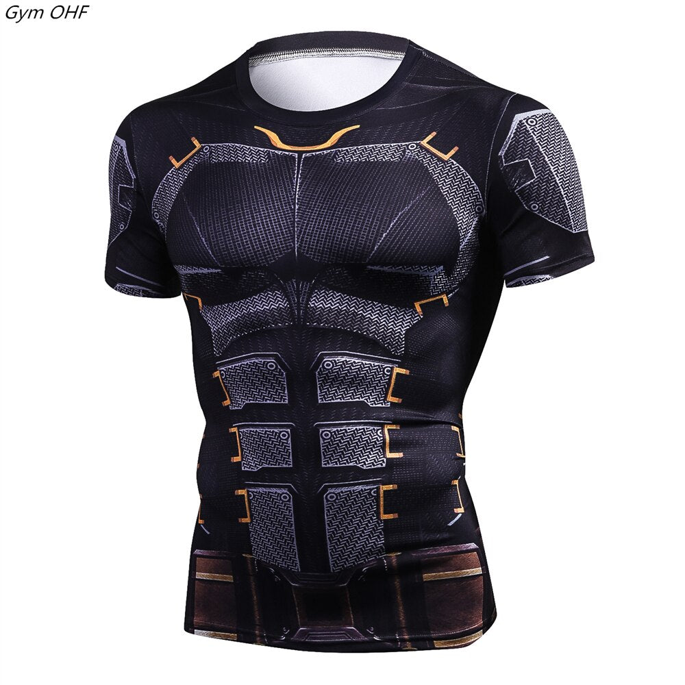 Men Fitness Compression Shirts Hero Tops -- Large