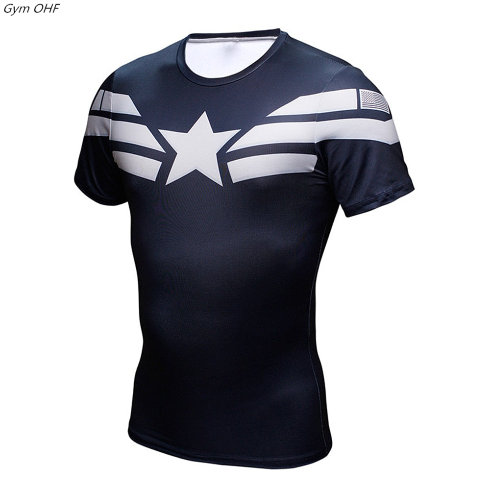 Men Fitness Compression Shirts Hero Tops -- Small