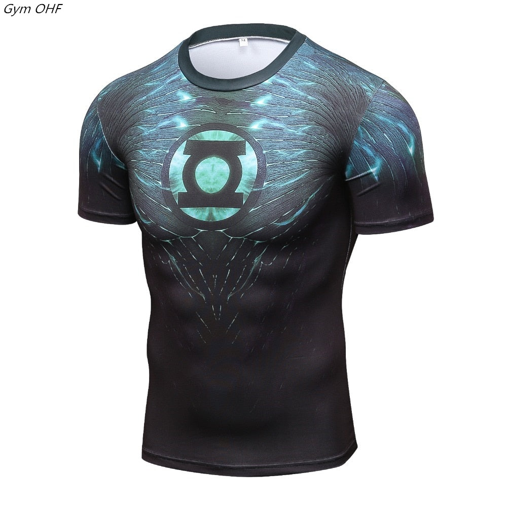 Men Fitness Compression Shirts Hero Tops -- Large